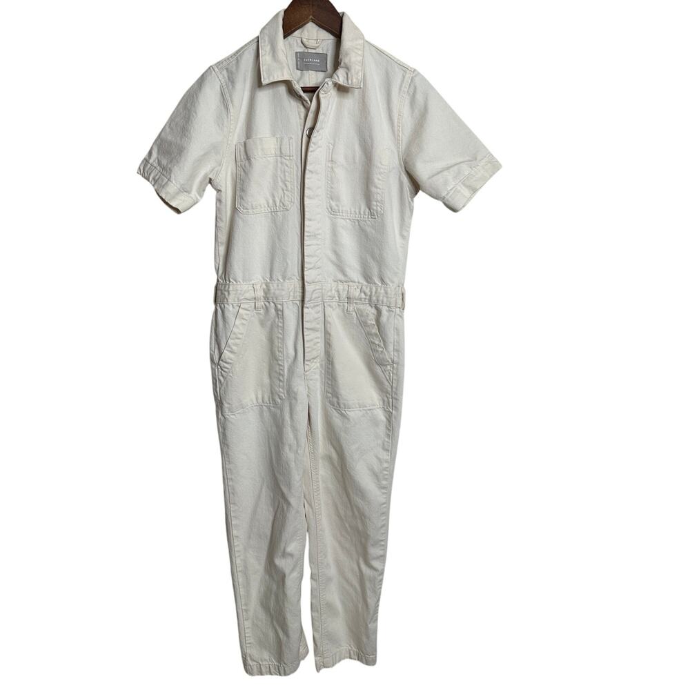 Everlane The Super-Soft Jean Coverall in Bone size 2 Utility Jumpsuit